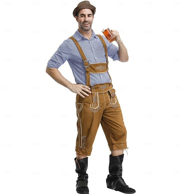 Couples Oktoberfest Beer Costume Blouse Shirt Lederhosen