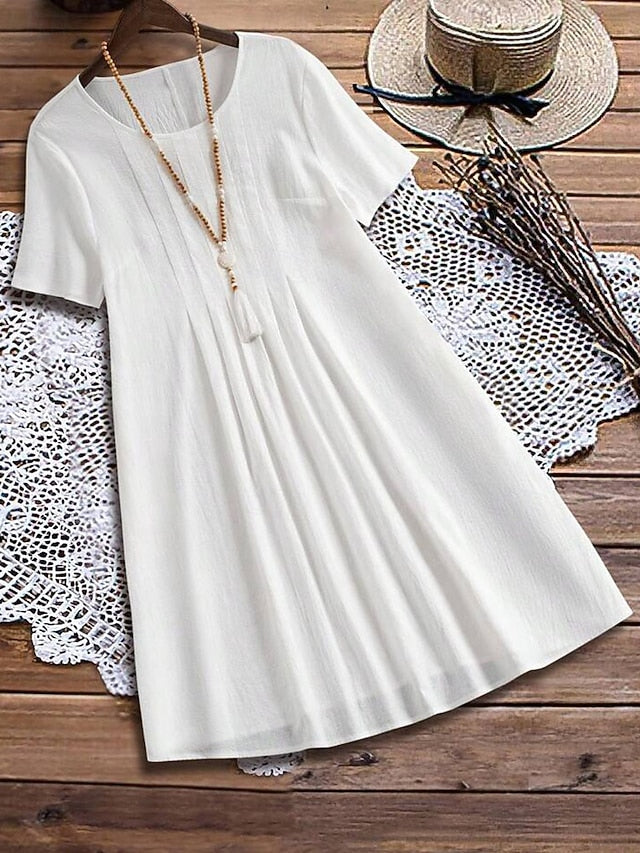Women's Mini Dress Casual Dress Cotton Linen Dress Elegant