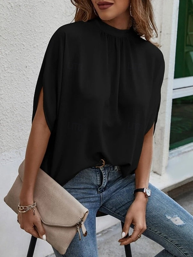 Women's Shirt Blouse Chiffon Tops Plain Stylish Classic