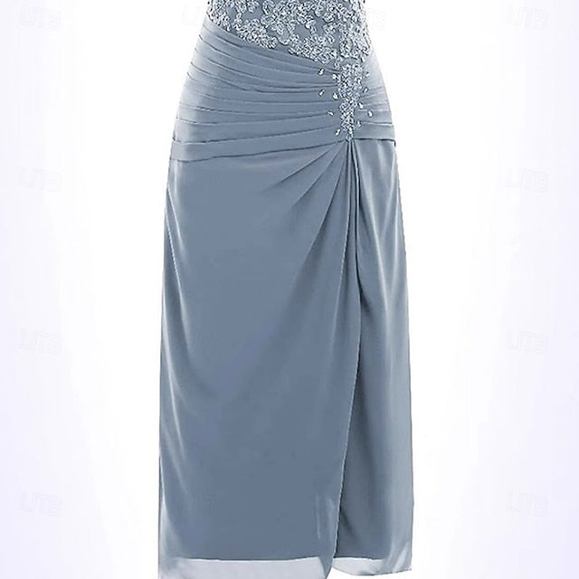 / Trumpet of the Mermaid Bride Simple Crew Dress Elegant Mother