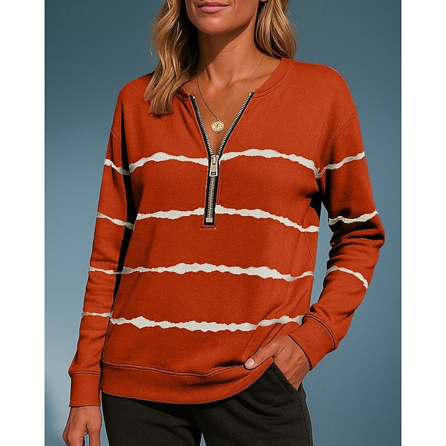 Women's Pullover Sweatshirt Casual Tops Half Zip Long