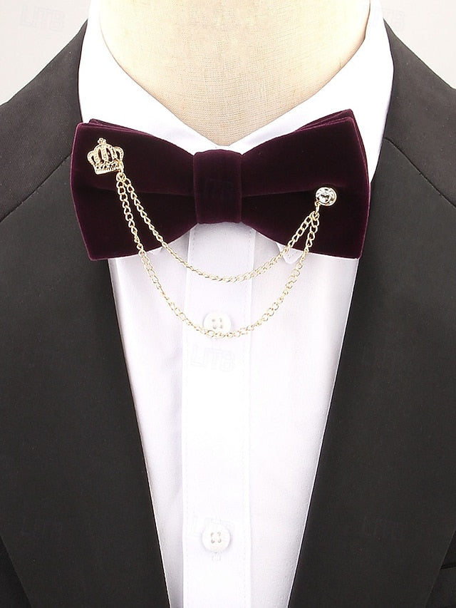Tie Men's Chain Bow – and Velvet with Detail Crown
