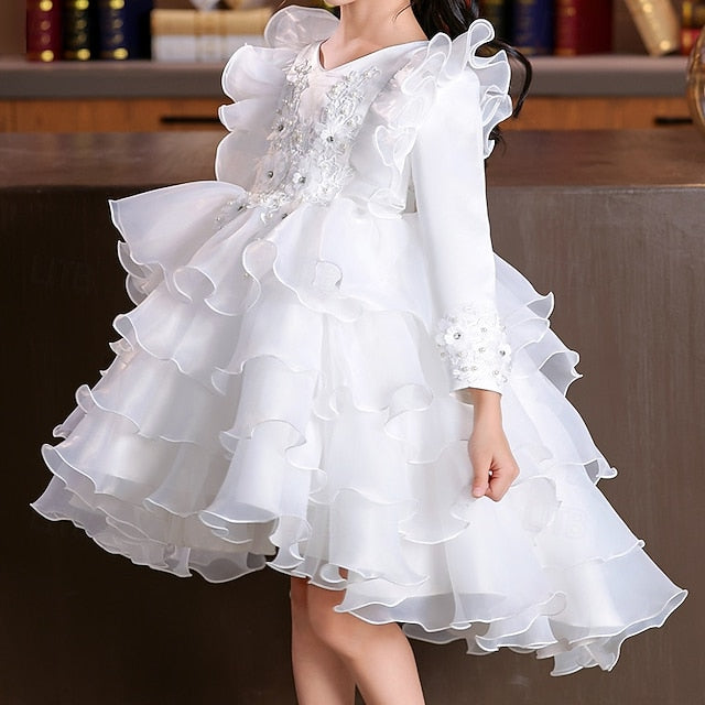 Dress Party Flower Long Special Kids Sleeve Girls' Wedding