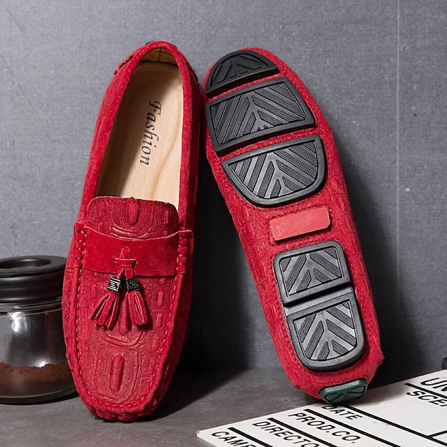 Men's Loafers Tassel with Suede Faux and Detail Brown