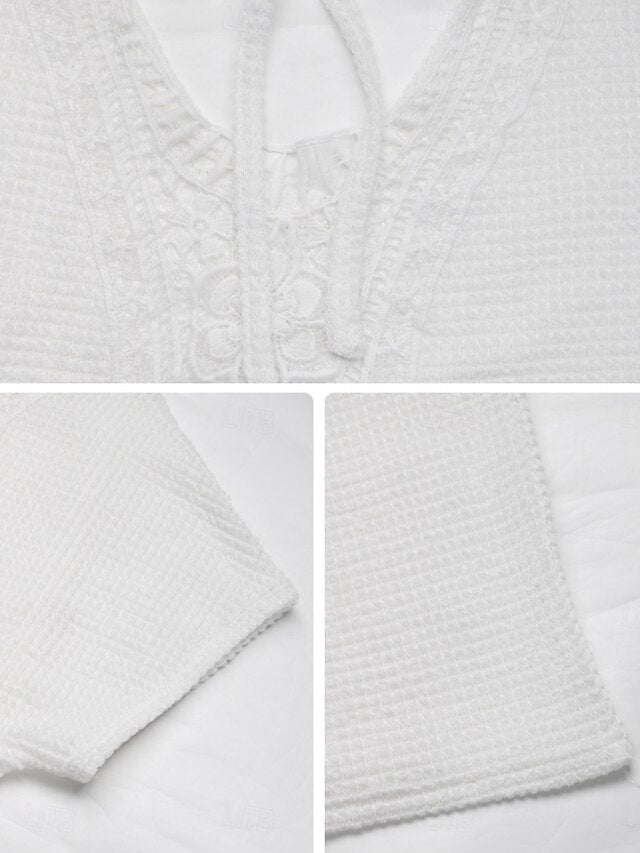 Women's T Shirt Tee Top Lace Patchwork Backless Plain
