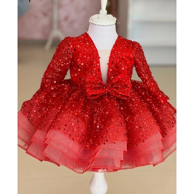 Kids Flower Dress Girl Girls' Party Sequin Long
