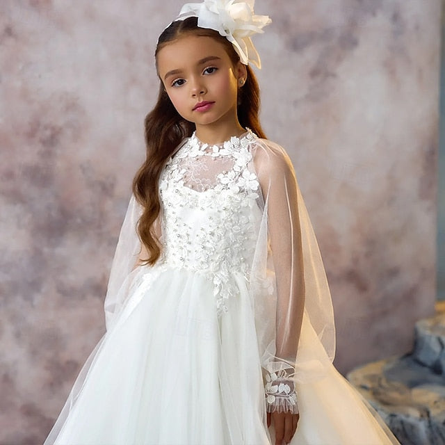 Kids Color Solid Girls' Dress Party First Communion