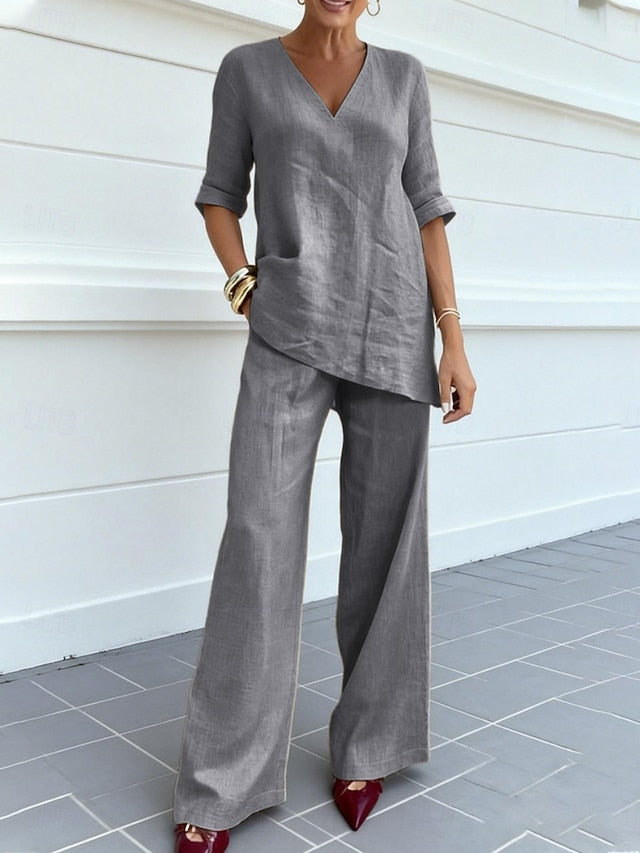 Women's Two Piece Sets Pants Sets Bolero Top Half Sleeve V