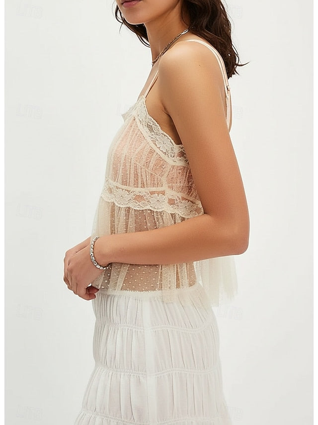 Women's Blouse Lace Tops Lace Patchwork Plain Stylish Sexy