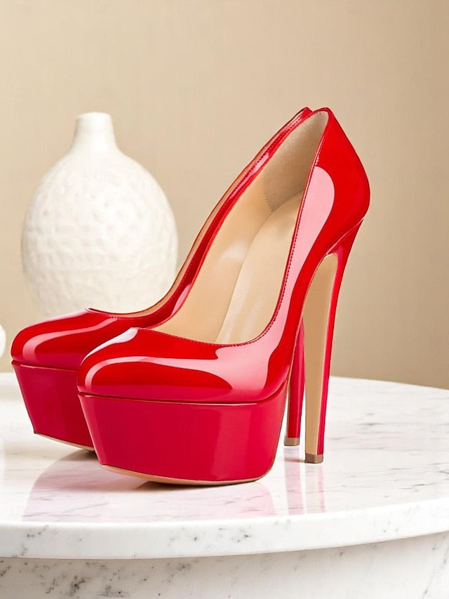 Platform Heels Patent Women's with Pointed-Toe and Black