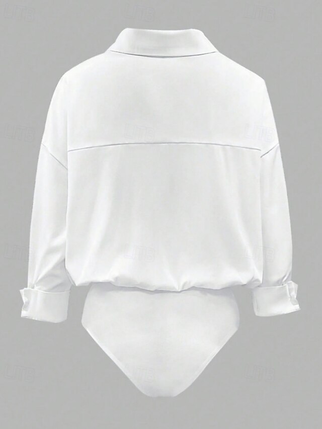 Women's Shirt Blouse Plain Stylish Basic Casual Long Sleeve