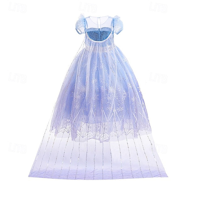 Flower Dress Elsa Party Girl Theme Fairytale Frozen Princess