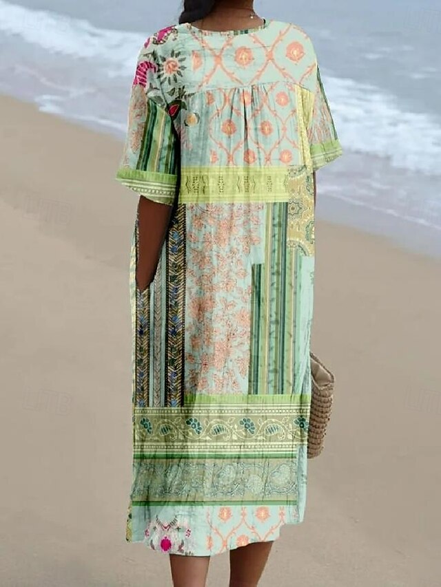 Women's Midi Dress Sundress Vacation Casual Beach Daily