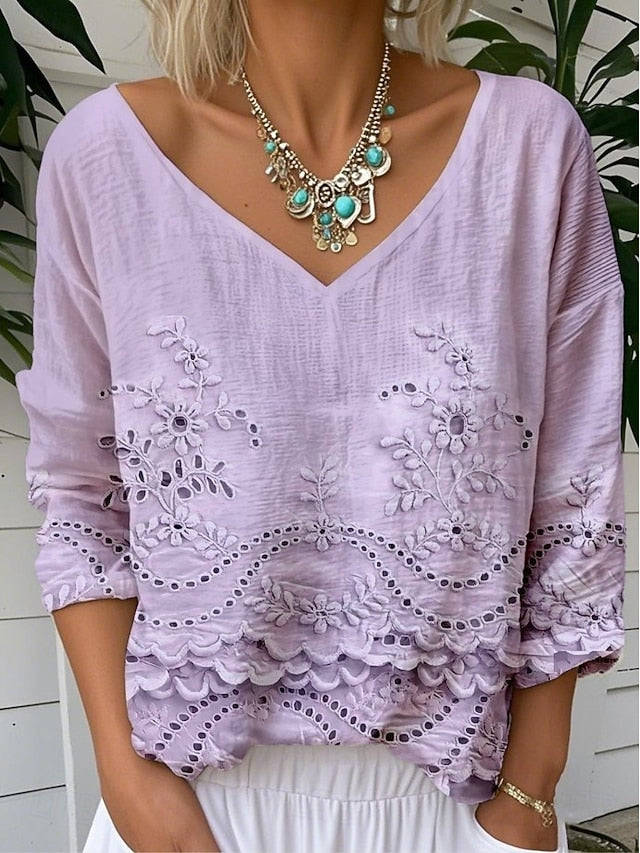 Women's Blouse Floral Graphic Vintage Stylish Classic 3/4
