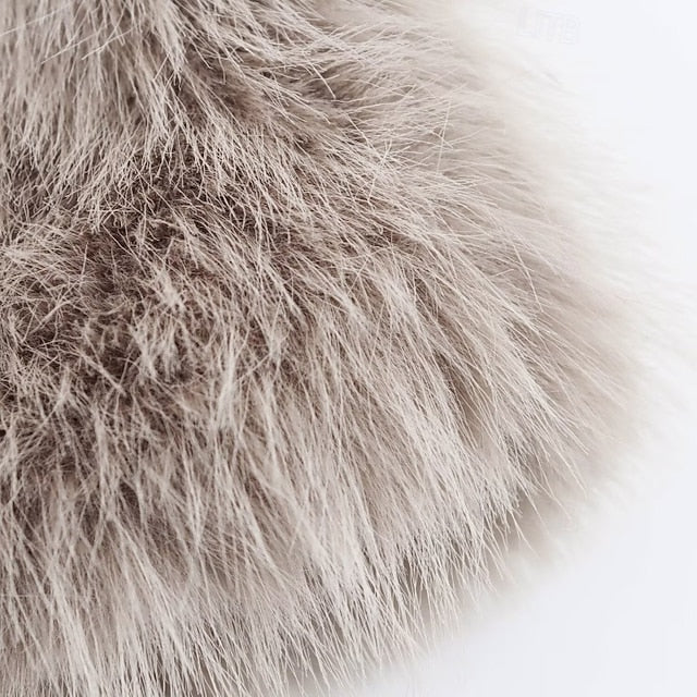 Coat Pocket Buttons Fur Warm Comfortable Women's Faux