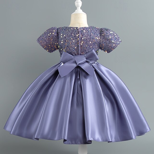 Dress Sequin Short Party Wedding Girls' Sleeve Toddler