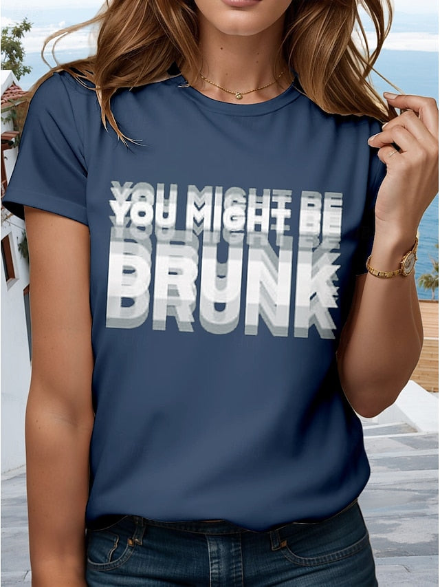 Women's T Shirt Print Graphic Letter Stylish Casual Short