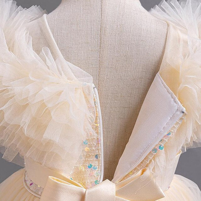 Girl Party Dress Sleeveless Flower Sequin Kids Girls'