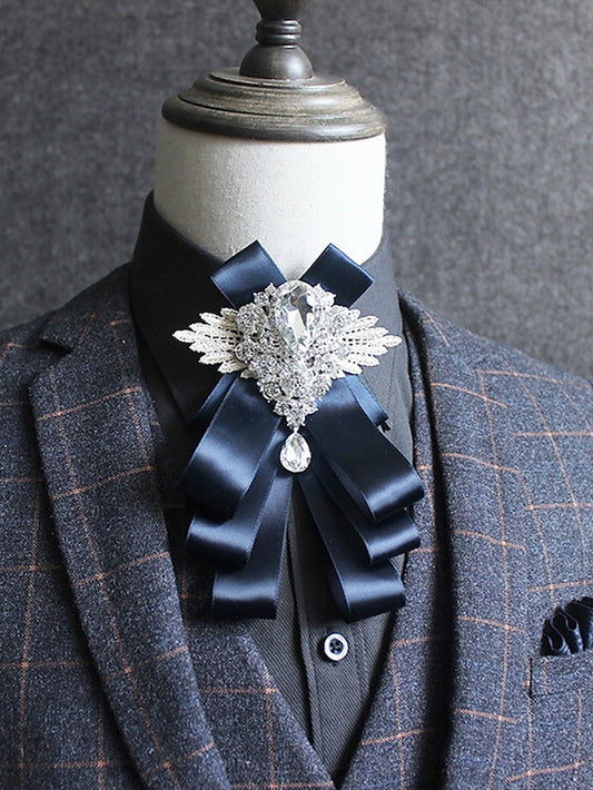 Pin Crystal Luxury Bow Ribbon - Brooch Men's Tie Elegant