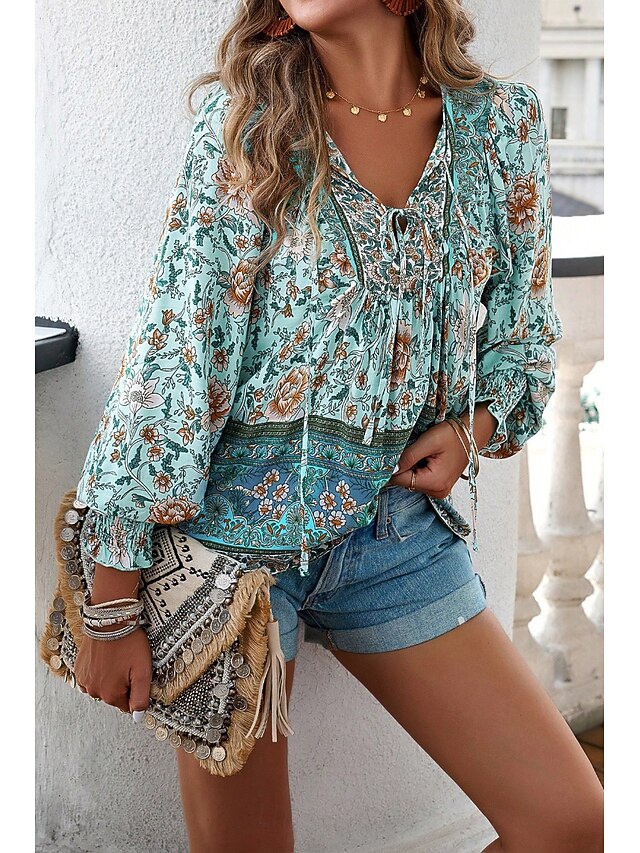 Women's Shirt Blouse Print Flower Daily Stylish Casual Long