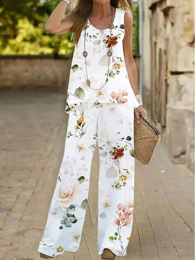 Women's Tank Top Pants Sets Wide Leg Pants Trousers
