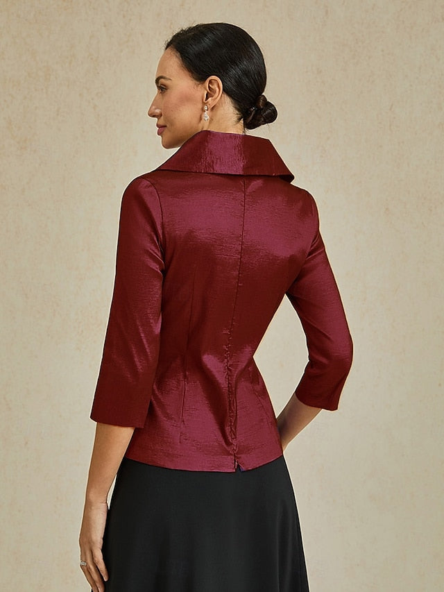 Women's Blouse Evening Tops Tie Front Solid Color Plain