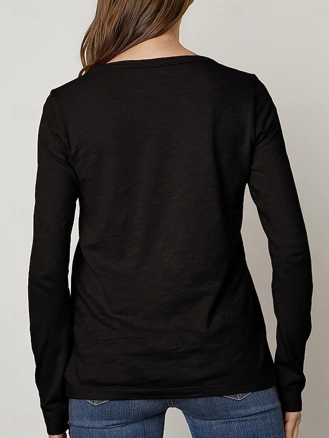Women's T-Shirt  Leopard Stylish Casual Long Sleeve V Neck