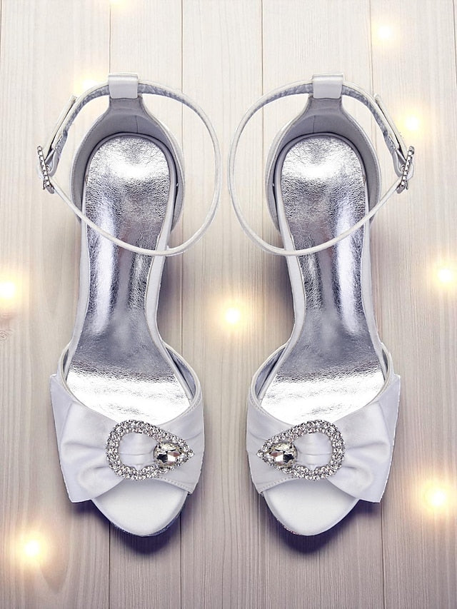 High Rhinestone Satin Purple with Heel Women's Sandals