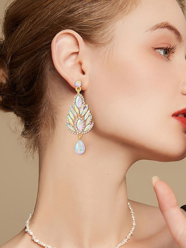 Crystal Drop Earrings Women's Emerald – Green