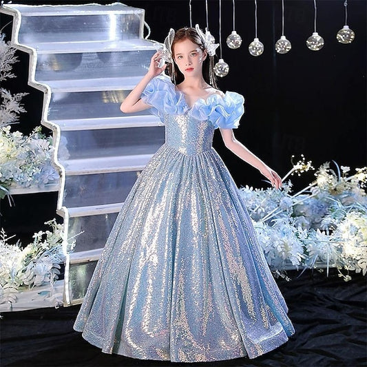 Sleeveless Solid Kids Girls' Party Dress Performance Color