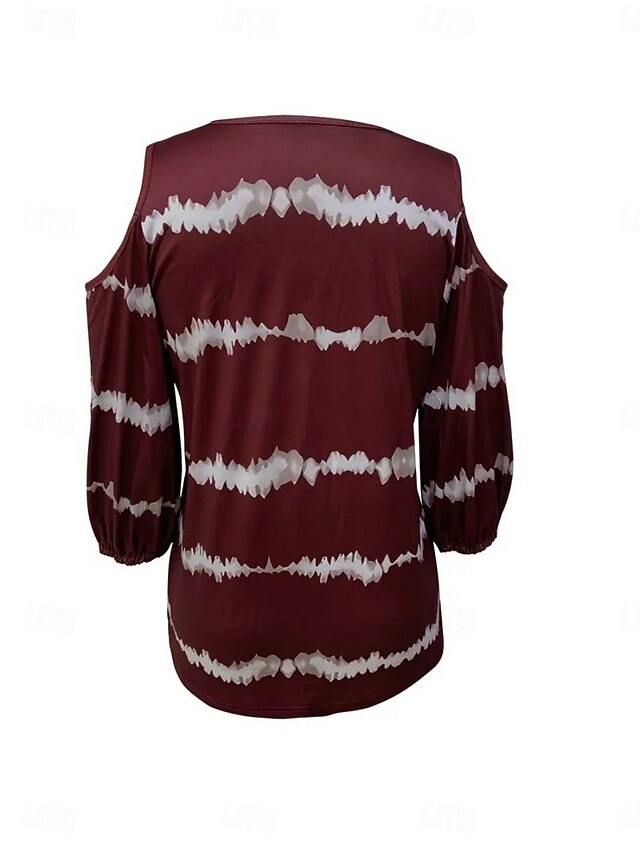 Women's T Shirt Tee Top Print Striped Vintage Fashion