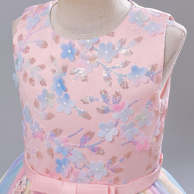 Party Girl Girls' Dress Color Kids Solid Flower