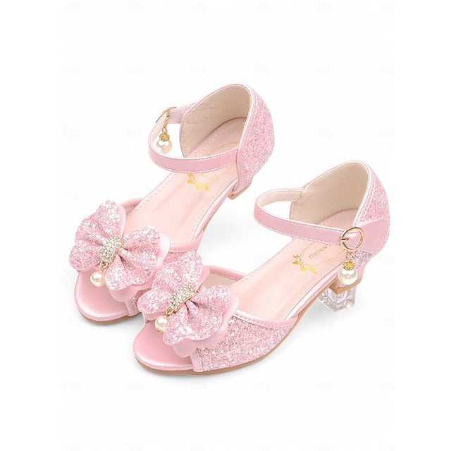Girls' Bow Purple Pearl Sandals Accent with Glitter