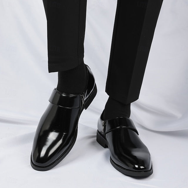 Men's Leather Business Shoes Slip-On Loafers Brown