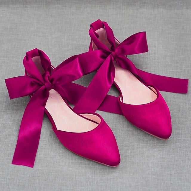 Women's Ballet – Tie Ribbon Flats Comfortable Satin