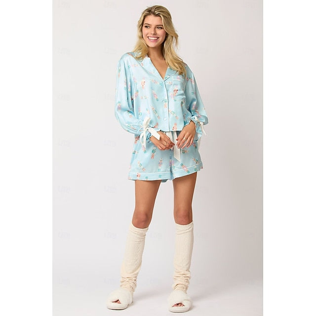 Santa Claus Sleepwear Pajamas Satin Pajama Women's Cosplay
