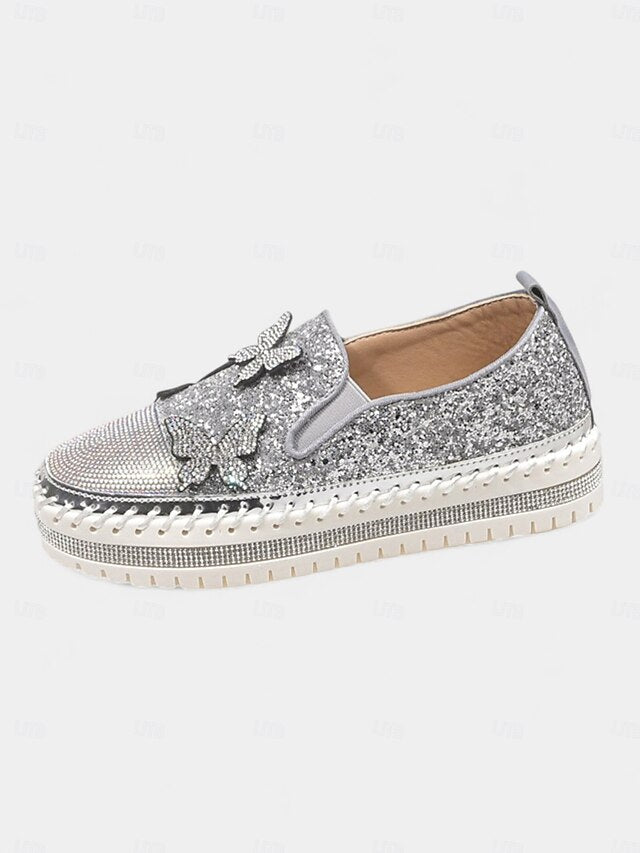Platform Slip-On Purple Glitter Women's with Sneakers