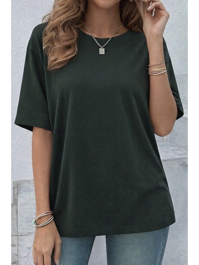 Women's Oversized T Shirt Tee 100% Cotton Solid Color
