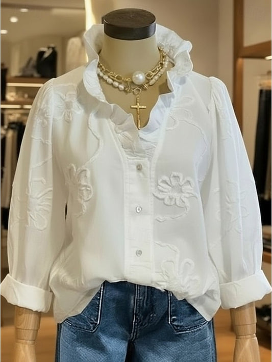 Women's Shirt Solid Color Elegant Bohemia Vacation Puff
