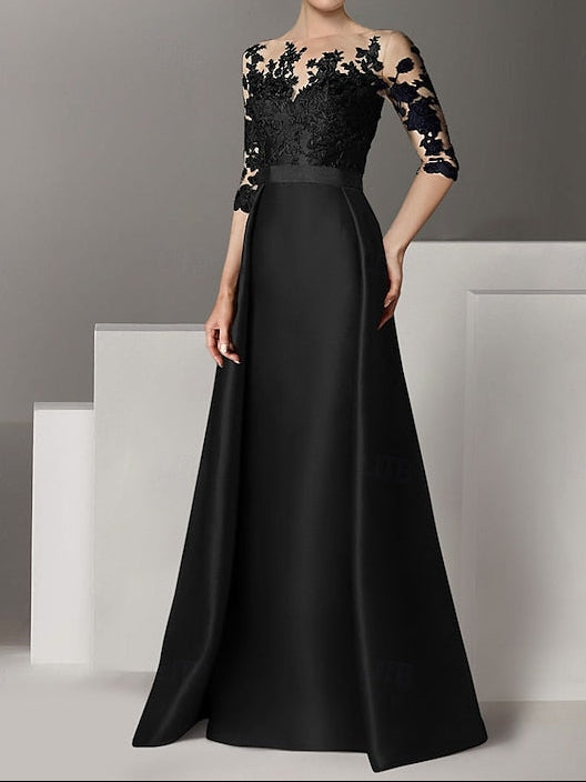 A-Line Sweep Brush Elegant Dress / Guest Evening Wedding Gown