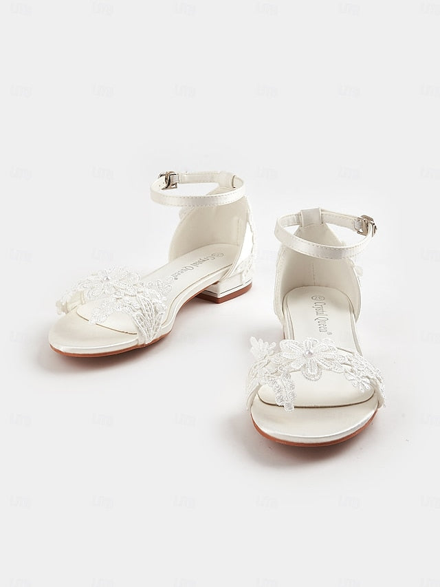 Women's Bridal Sandals Wedding Lace White Elegant Flat –