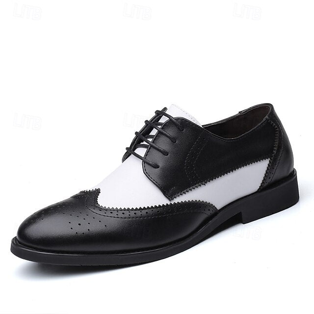 Oxford White Brogue with Black and Men's Shoes
