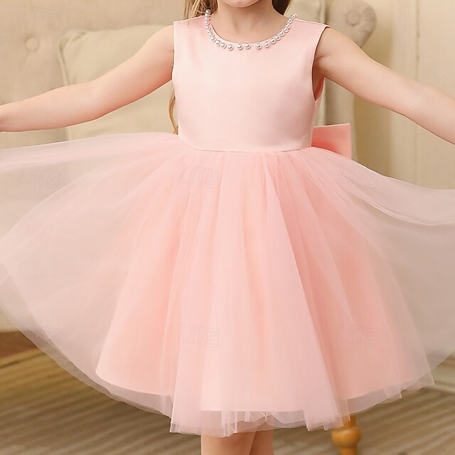 Kids Sleeveless Party Dress Wedding Girls' Color Solid