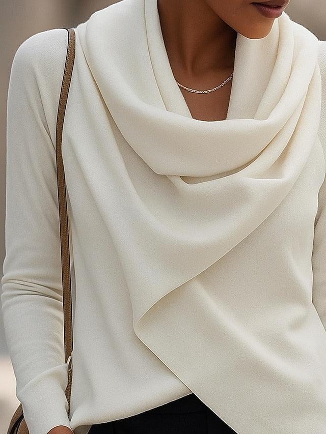 Women's Blouse Ruched Solid Color Elegant Stylish Basic