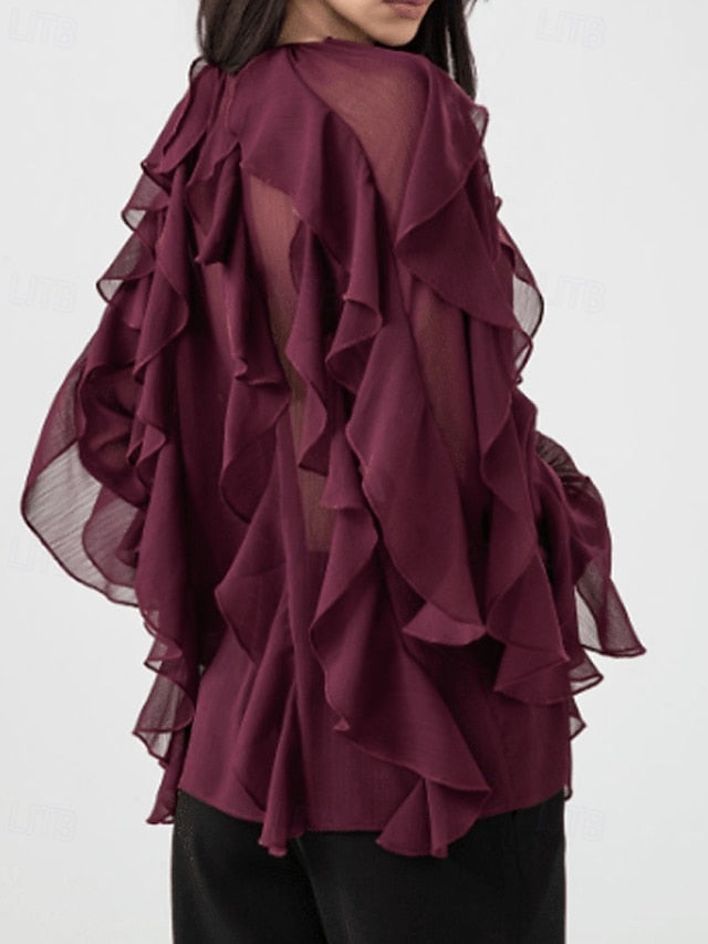 Women's Shirt Blouse Layered Plain Stylish Modern Long