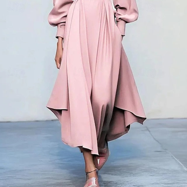 Women's Midi Dress Satin Dress Cocktail Dress Pink Dress