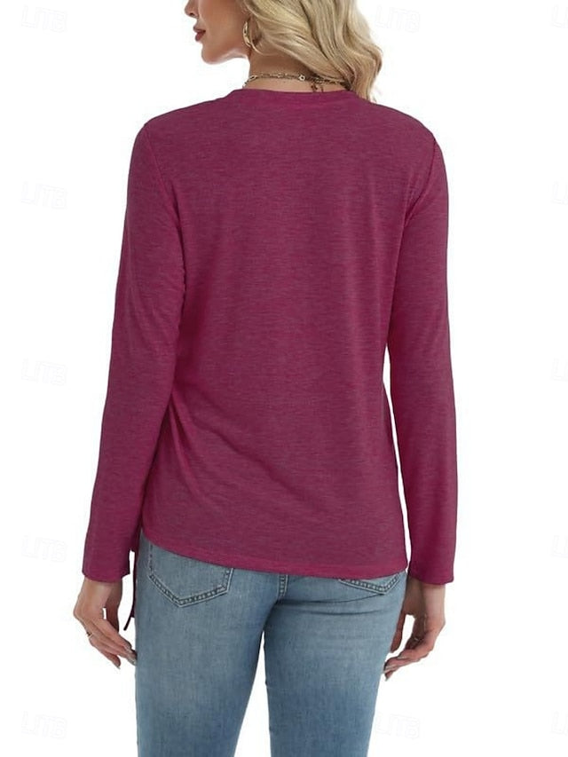 Women's Blouse Drawstring Solid Color Daily Stylish Casual