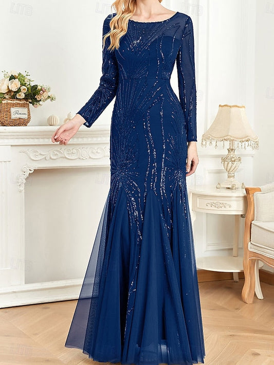 Mother Bride Neck Elegant the Crew of Party Floor Dress