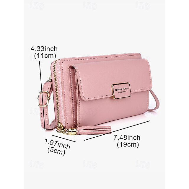 Crossbody Women's Leather Wristlet PU Phone Mobile Bag