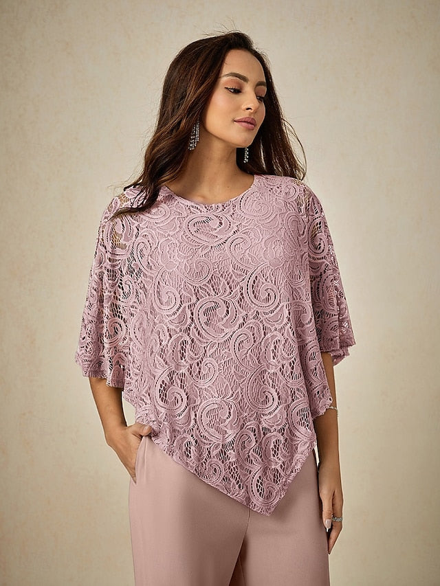 Women's Blouse Dressy Tops Lace Patchwork Layered Plain